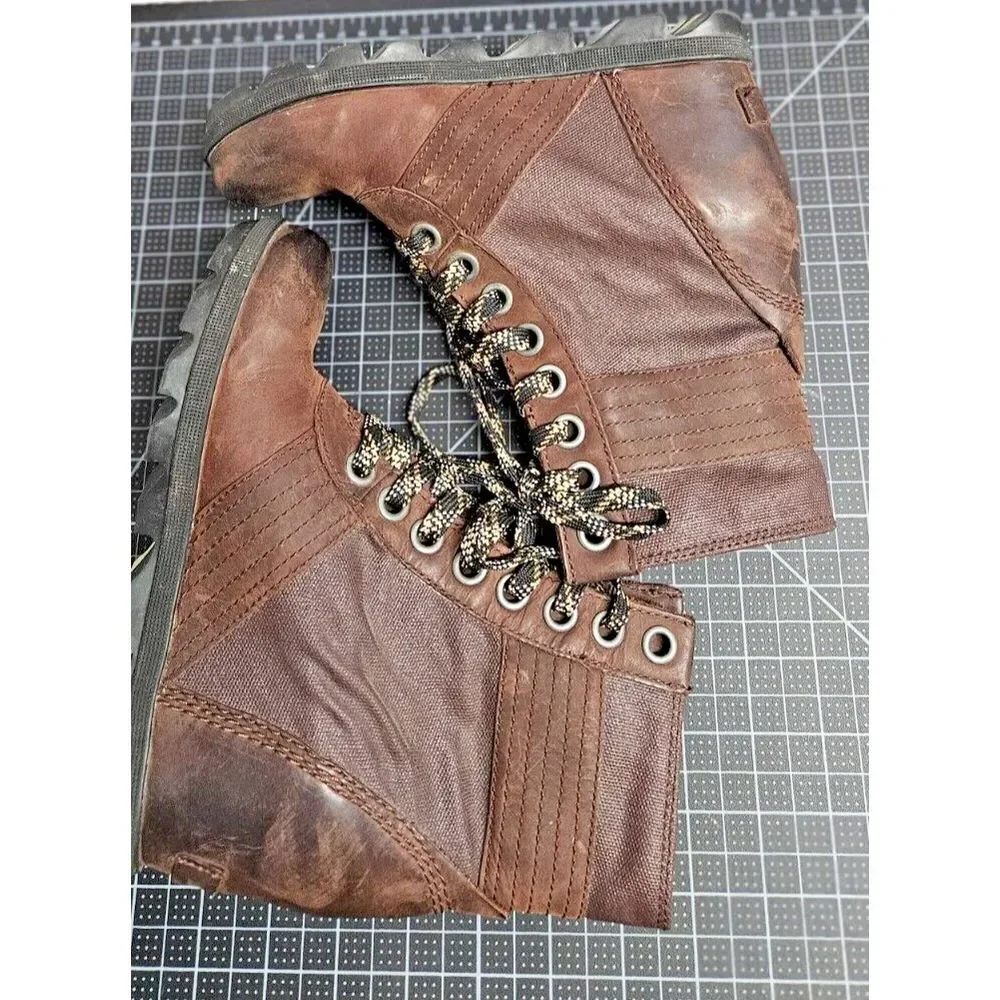 SOREL woman‎ Lexi wedge brown waterproof leather ankle boots US 6